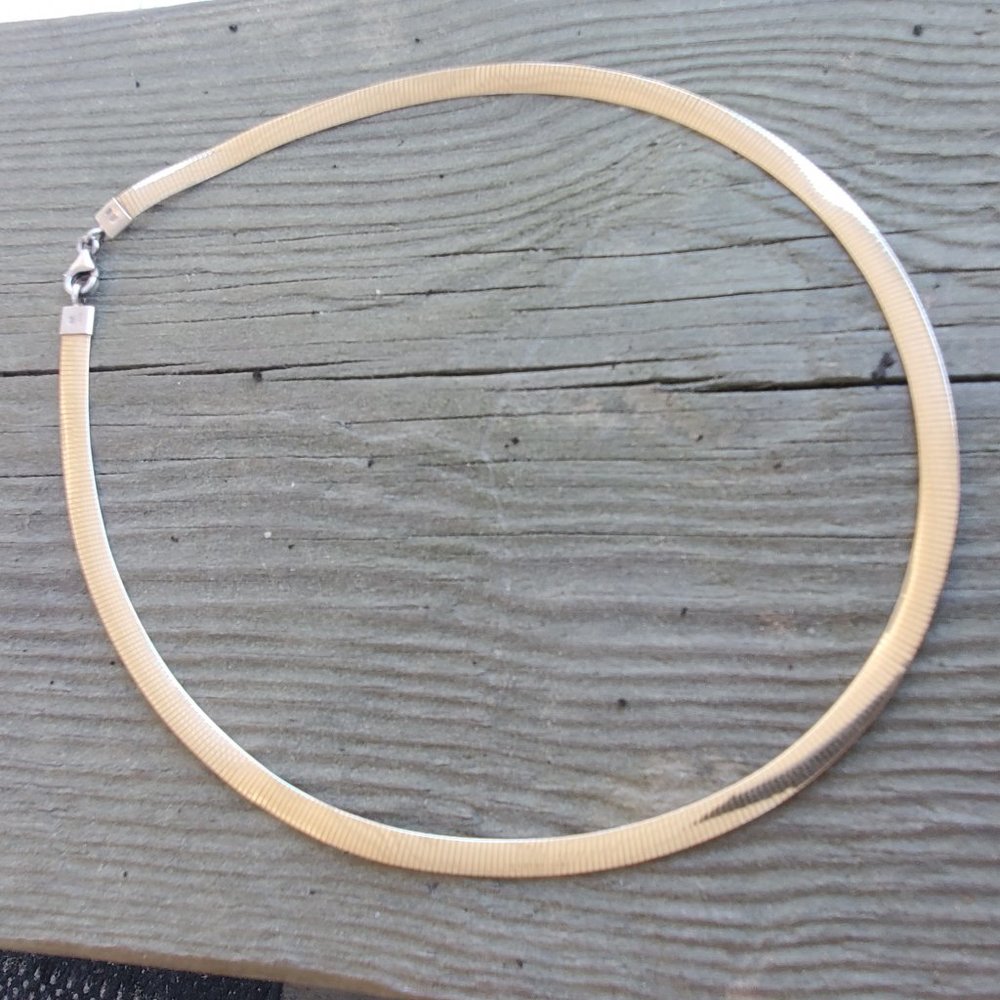 14k Gold And 925 Sterling Silver Reversible Omega Necklace